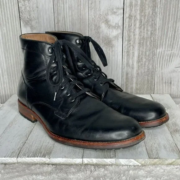 Mens Warfield & Grand Ankle Black Leather Boots Size 10 - Picture 1 of 9